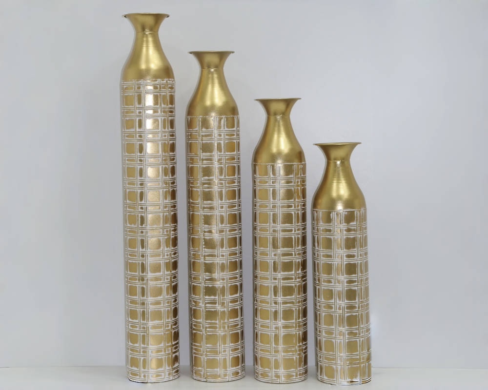 Vase d'arrangement de fleurs en résine exquise, ensemble de quatre pour un décor élégant