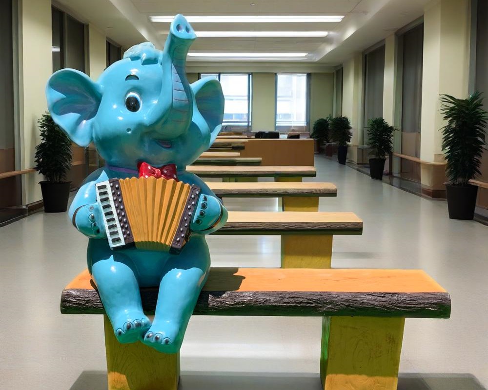 Paesaggio in fibra di vetro seduta statue di cartone animato Scultura animale con statua del sedile da banco in vendita