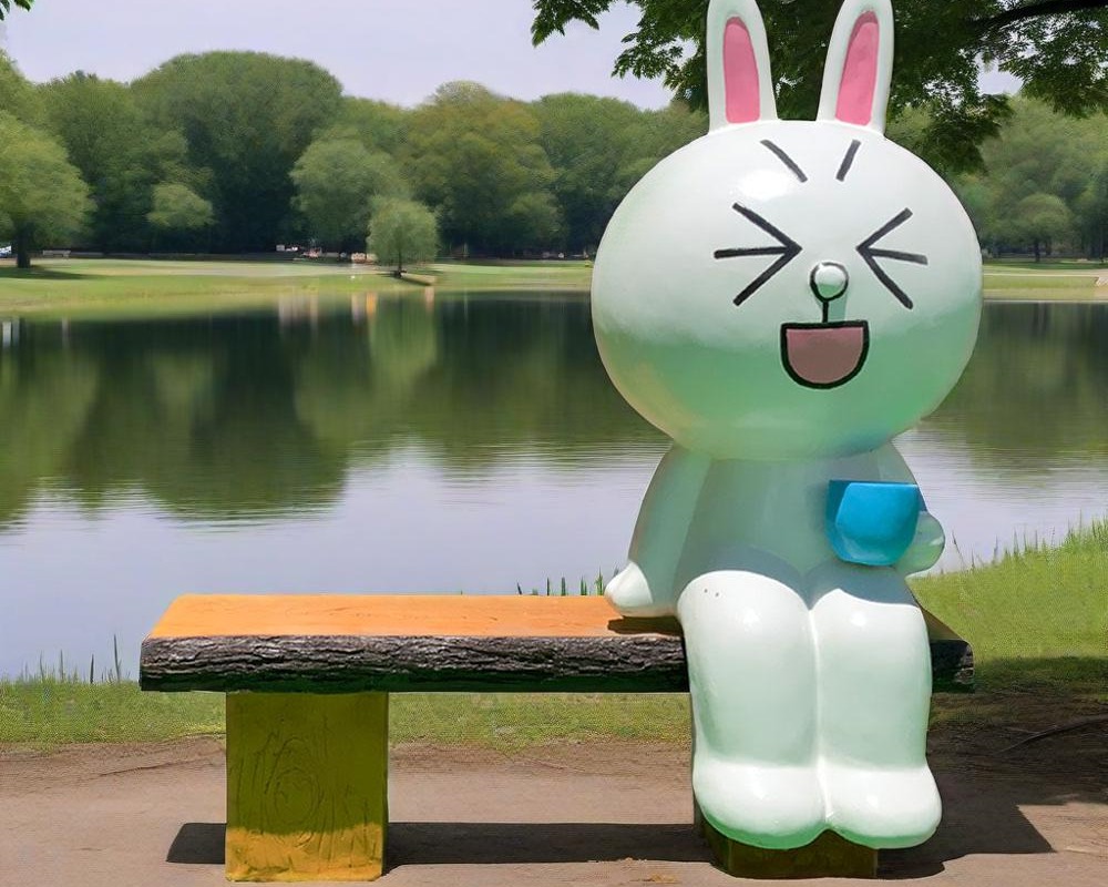 Paesaggio in fibra di vetro seduta statue di cartone animato Scultura animale con statua del sedile da banco in vendita