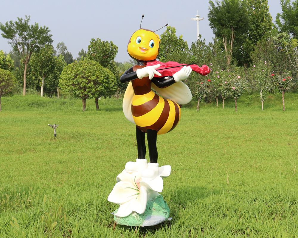 عالية الجودة في الهواء الطلق حديقة النحت مصنع مخصص تمثال النحل الكرتون الألياف الزجاجية