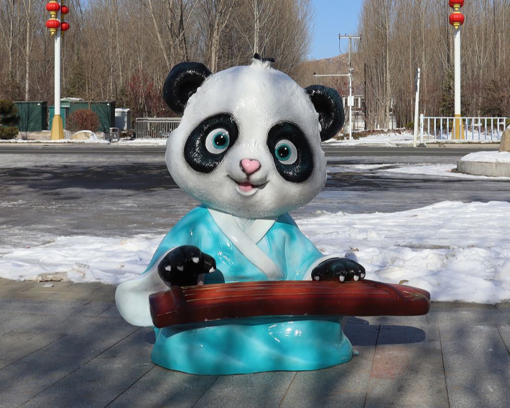 تخصيص في الهواء الطلق الحيوان الألياف الزجاجية الكرتون الباندا النحت حديقة الديكور للبيع