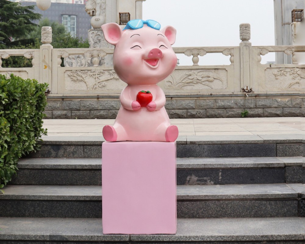 كبيرة في الهواء الطلق حار بيع الكرتون تماثيل زودياك الصينية الحيوان الحلي الألياف الزجاجية الديكور