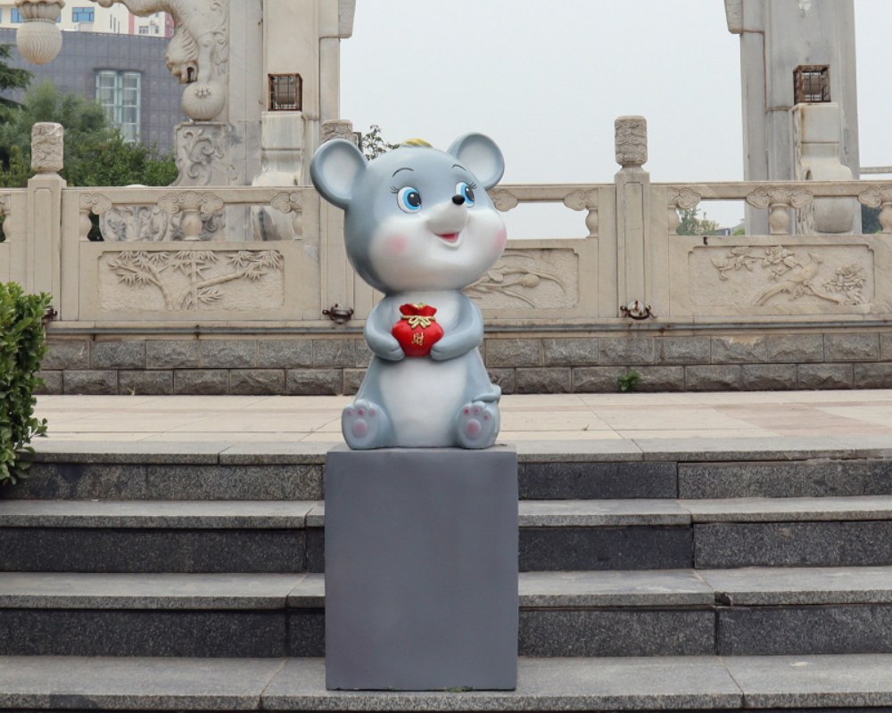 كبيرة في الهواء الطلق حار بيع الكرتون تماثيل زودياك الصينية الحيوان الحلي الألياف الزجاجية الديكور