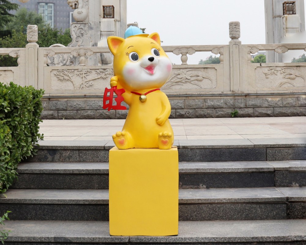 كبيرة في الهواء الطلق حار بيع الكرتون تماثيل زودياك الصينية الحيوان الحلي الألياف الزجاجية الديكور