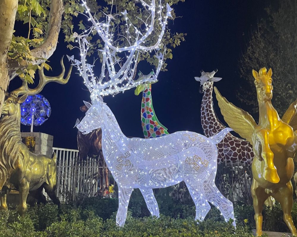 Glowing deer sculpture