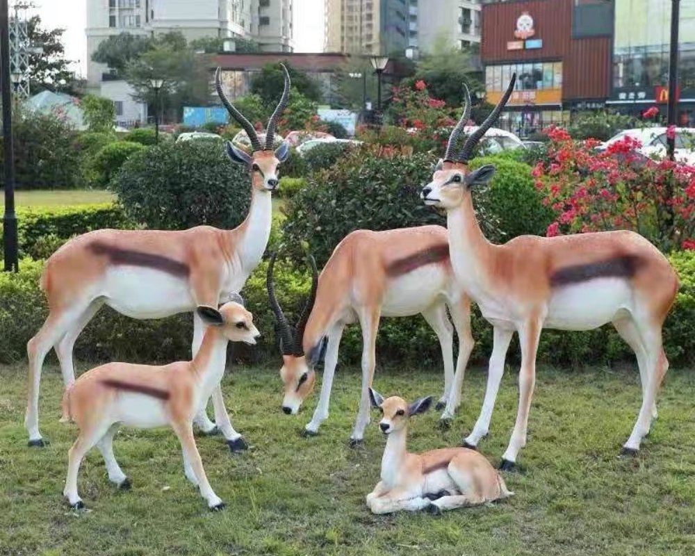 Deer sculptures display in the park