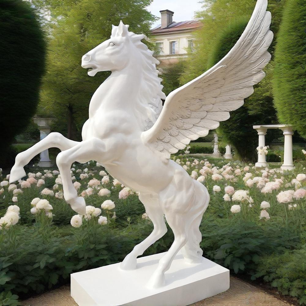 Pegasus statue in the outdoor courtyard