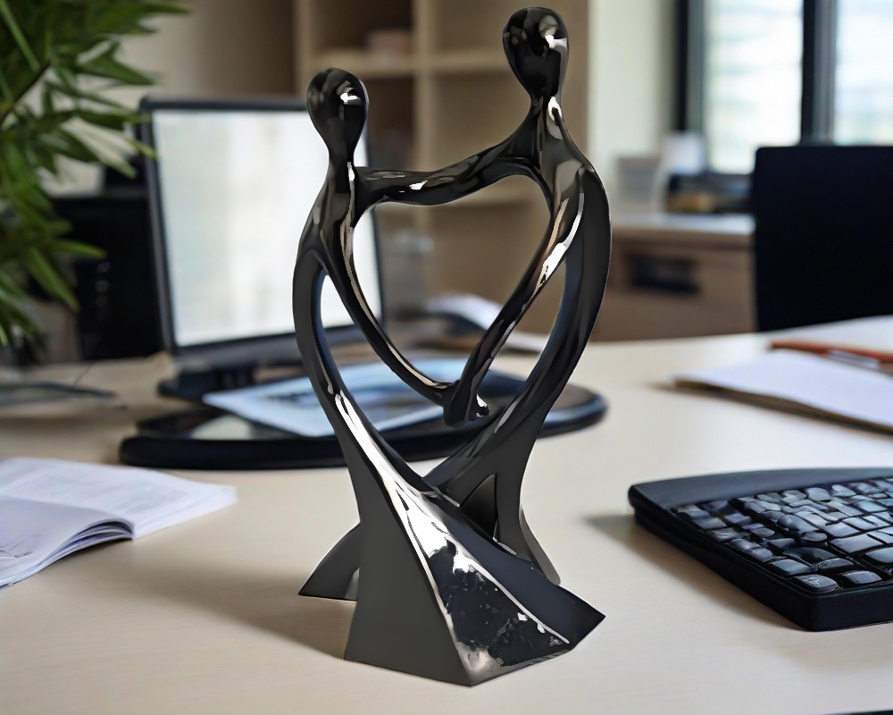Black abstract resin sculpture