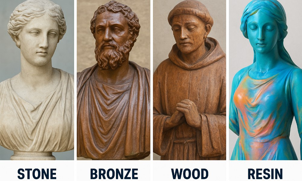 Sculptures of different materials