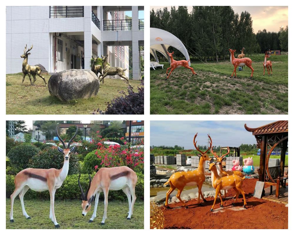 Simulated deer sculpture display Simulated deer sculpture display