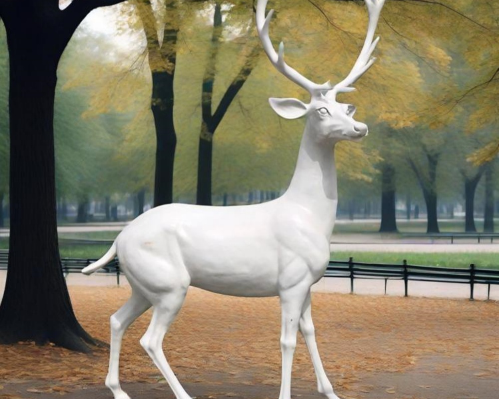 Weiße Hirschstatuen aus Fiberglas, elegante Außendekoration, erhältlich in verschiedenen Posen