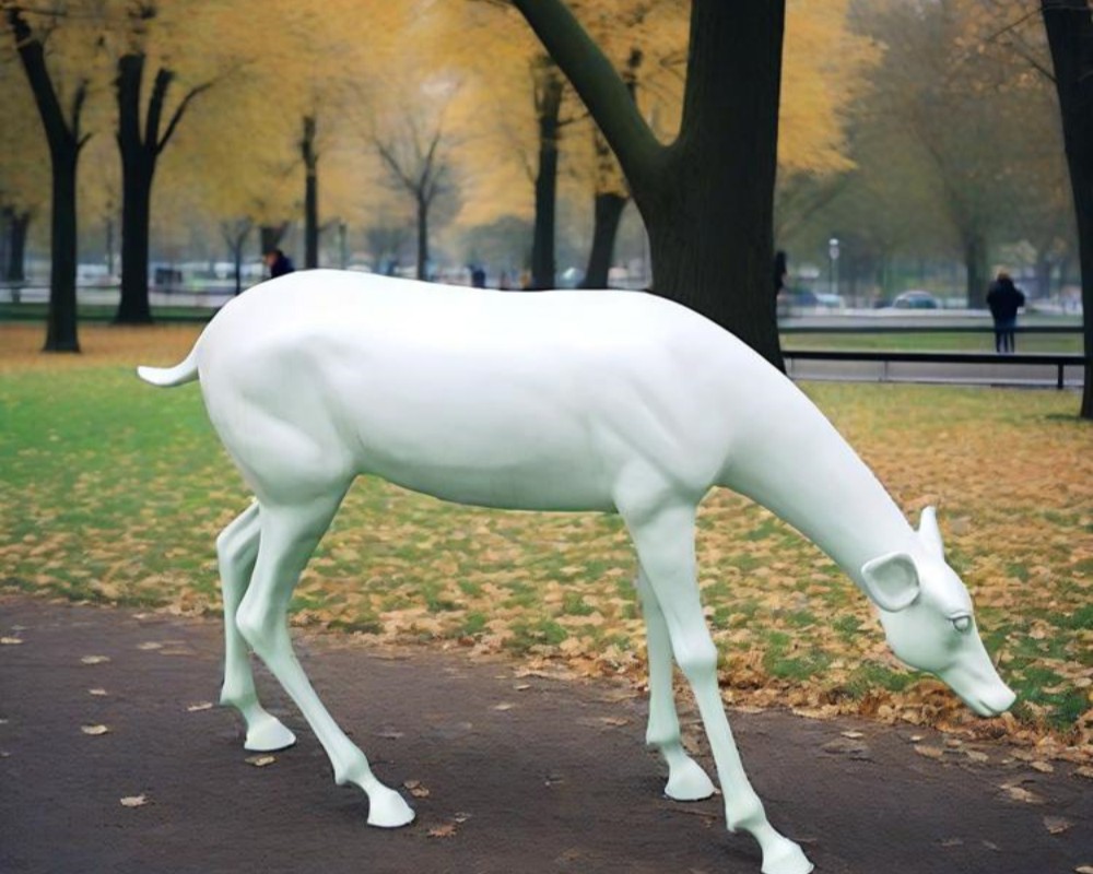 Weiße Hirschstatuen aus Fiberglas, elegante Außendekoration, erhältlich in verschiedenen Posen