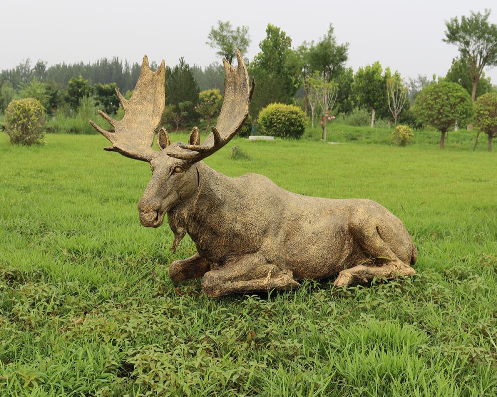 Fiberglas-Elch-Skulptur, lebensgroße Outdoor-Kunstdekoration für Park- und Gartenlandschaft