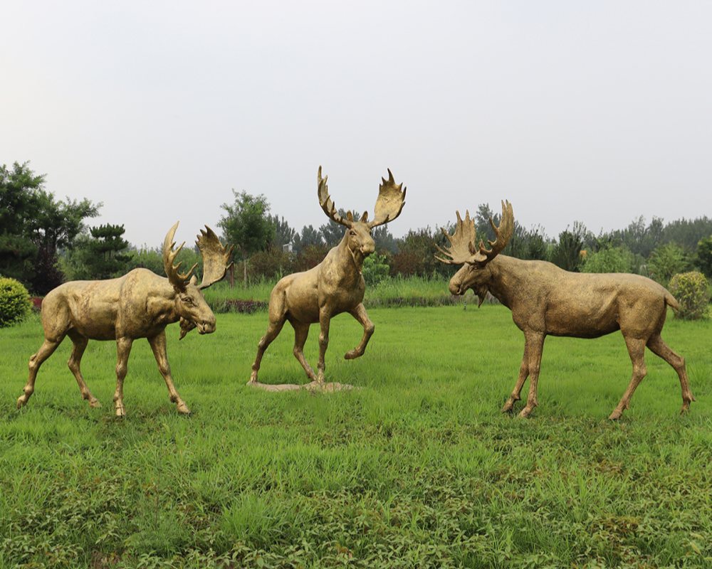 Fiberglas-Elch-Skulptur, lebensgroße Outdoor-Kunstdekoration für Park- und Gartenlandschaft