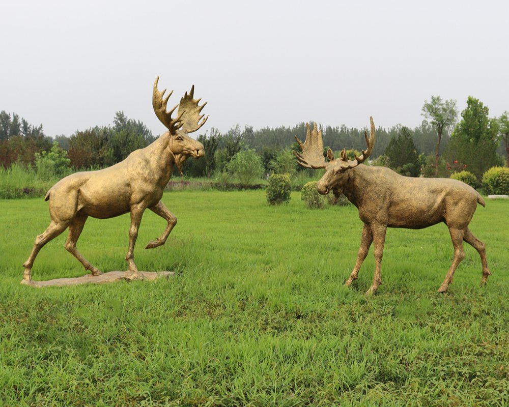 Fiberglas-Elch-Skulptur, lebensgroße Outdoor-Kunstdekoration für Park- und Gartenlandschaft