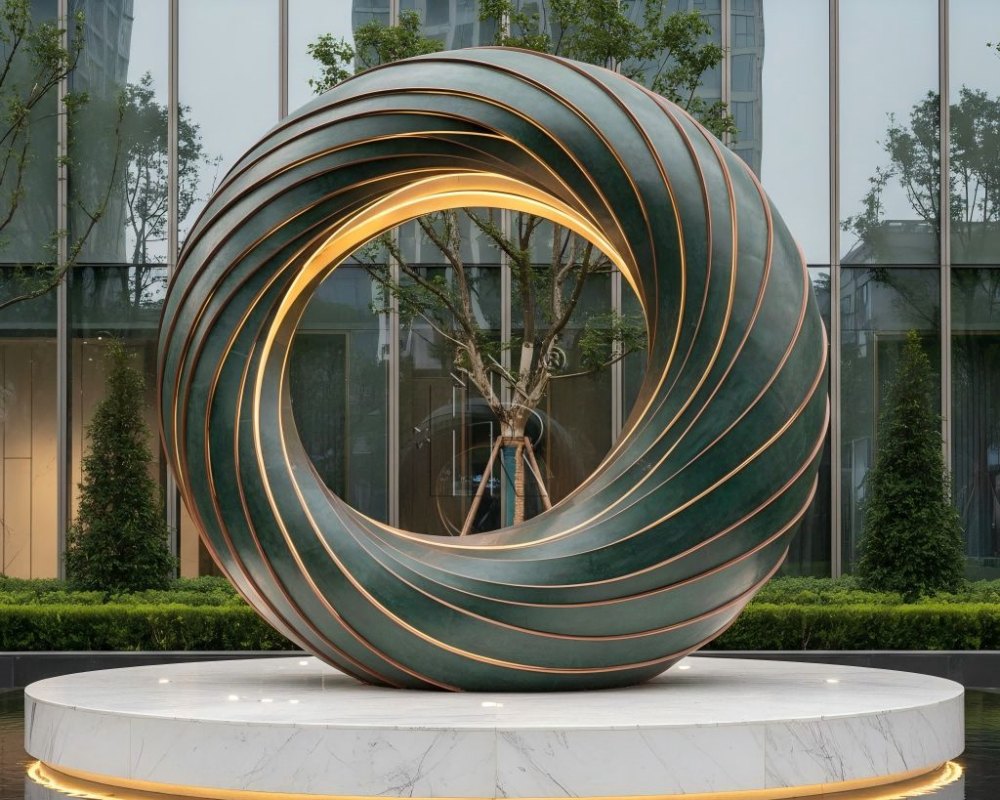 Esculturas modernas em aço inoxidável