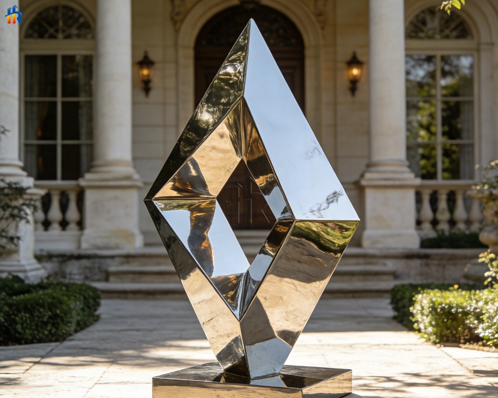 esculturas geométricas de metal