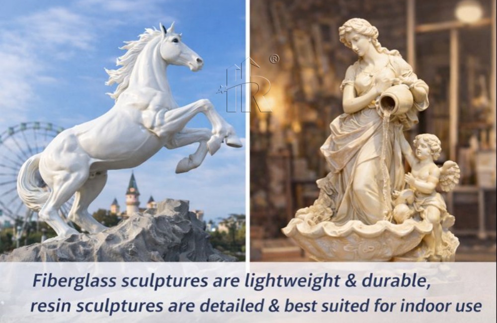 Сравнение скульптур из стекловолокна и скульптур из смолы.