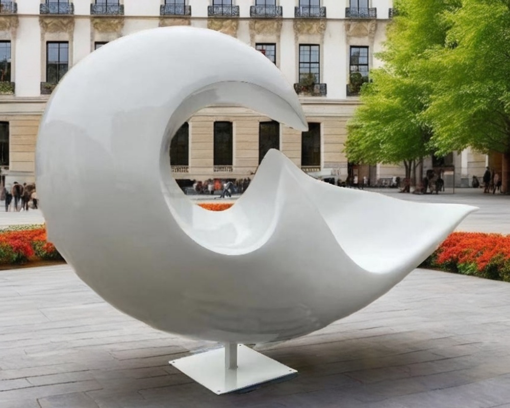 Скульптура волны нержавеющей стали на открытом воздухе современное украшение ландшафта