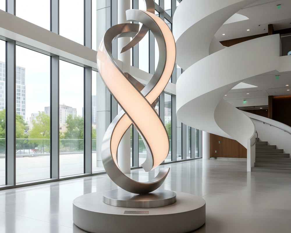 Indoor stainless steel sculpture display