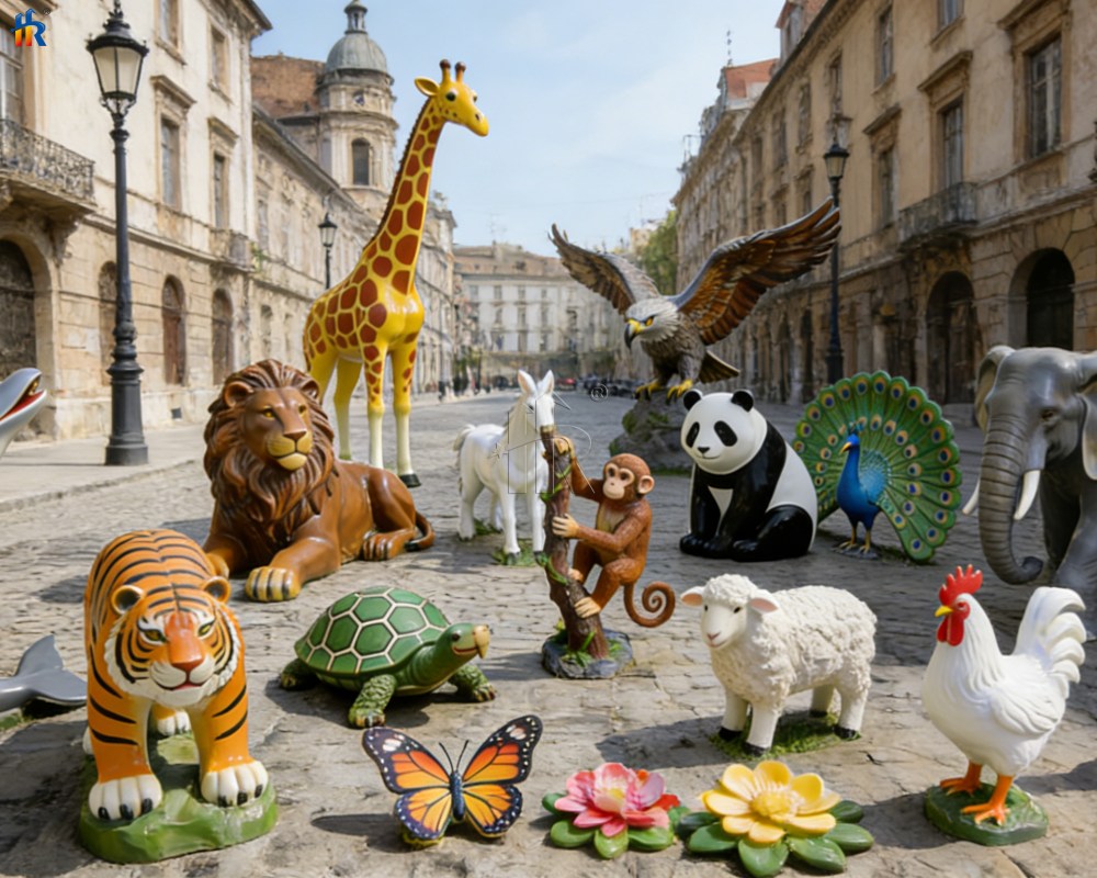 colorful fiberglass sculptures