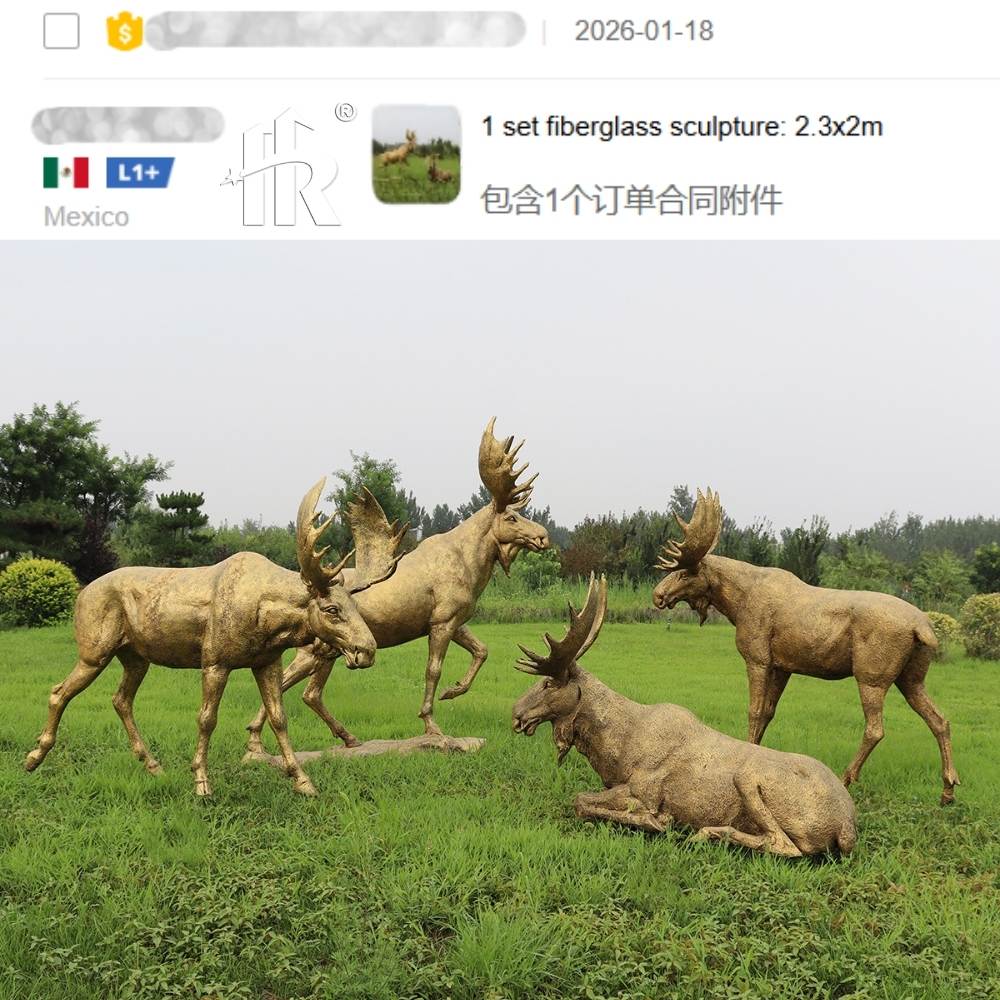 Shenzhen Ruiheng customizes moose animal fiberglass sculptures