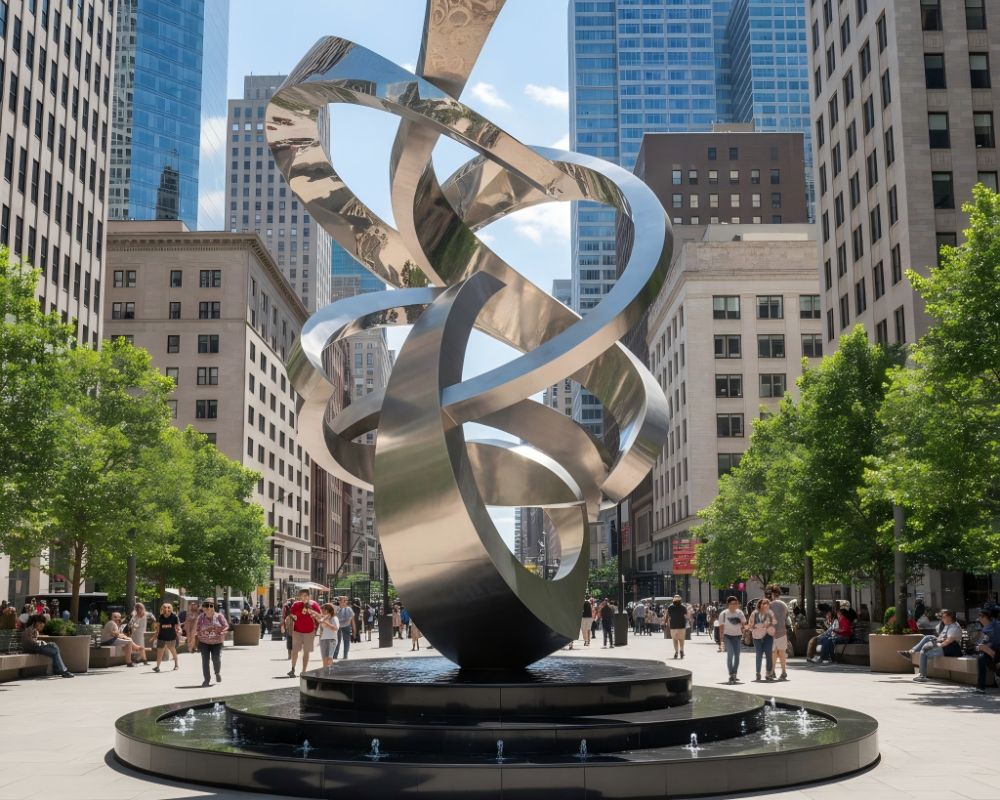 Custom-made stainless steel sculpture for a city square