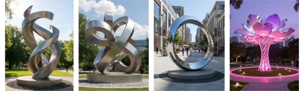 Custom-made stainless steel sculptures in various designs.