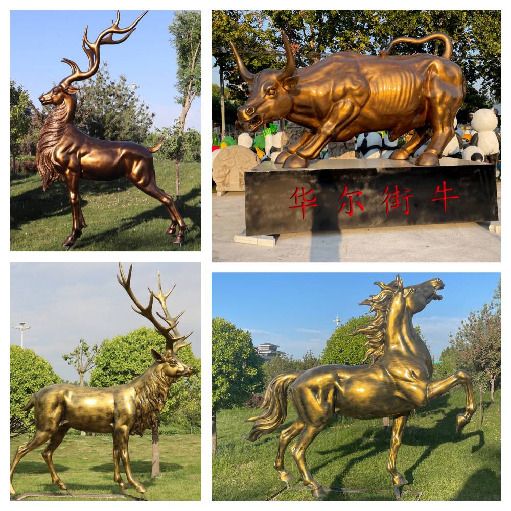 Bronze-like fiberglass animal sculptures