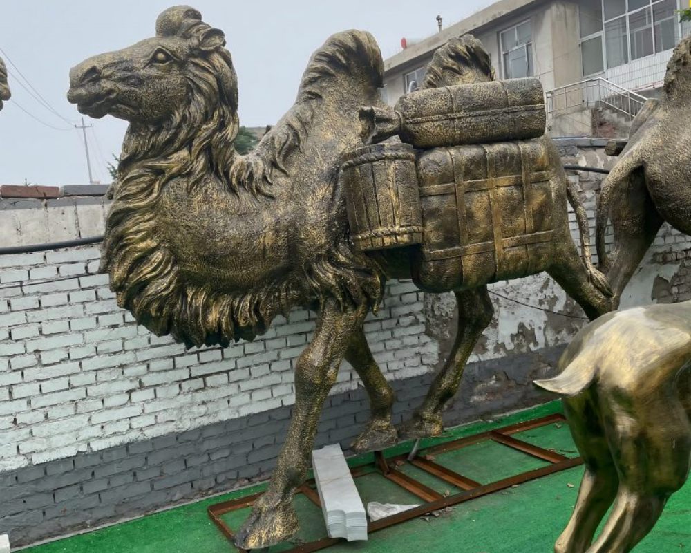 Bronze-like camel fiberglass sculpture
