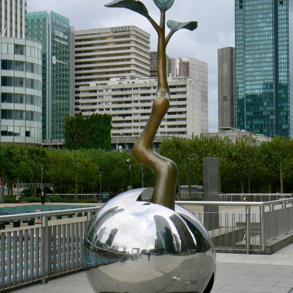 Circular stainless steel sculpture
