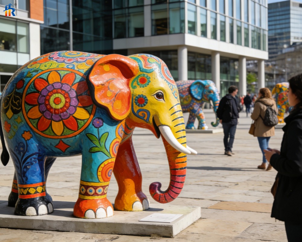 Colored fiberglass sculptures