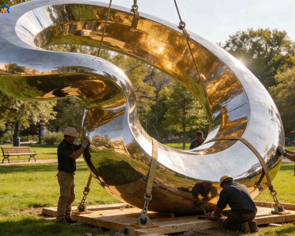 tainless steel sculptures installation