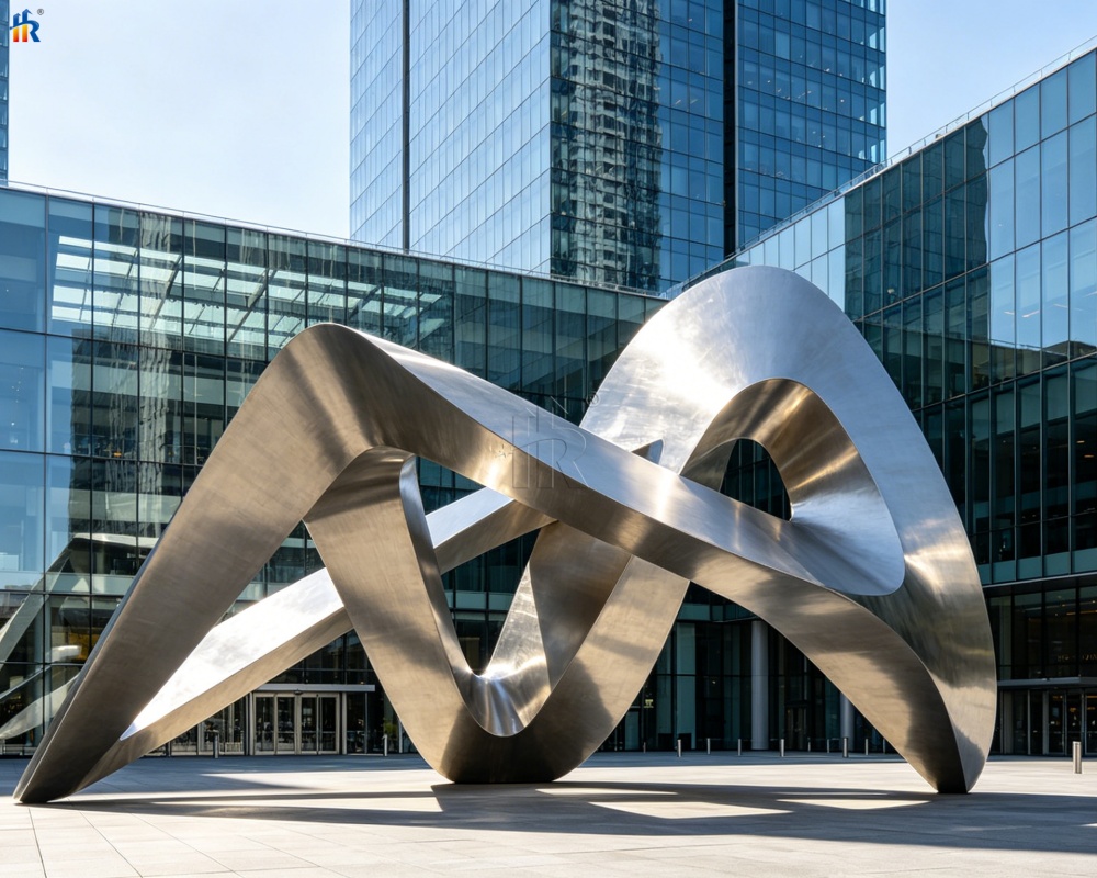 Geometric stainless steel sculptures