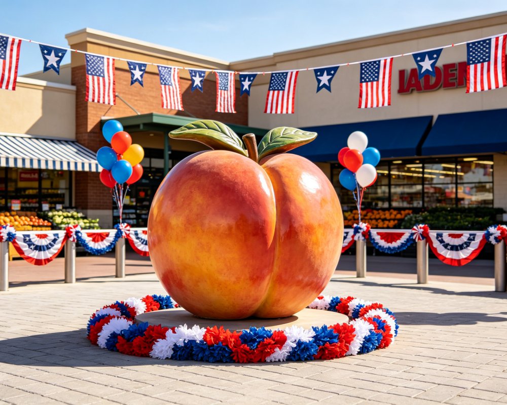 Custom Peach Sculpture Order from Commercial Store in Oklahoma, USA