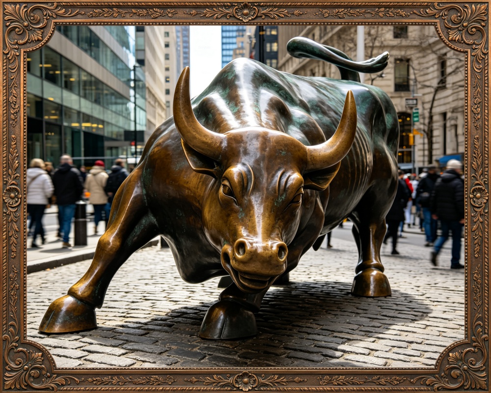 Bull bronze sculpture