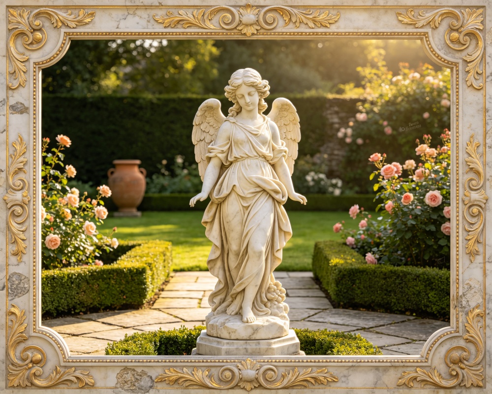 angel-shaped stone sculpture