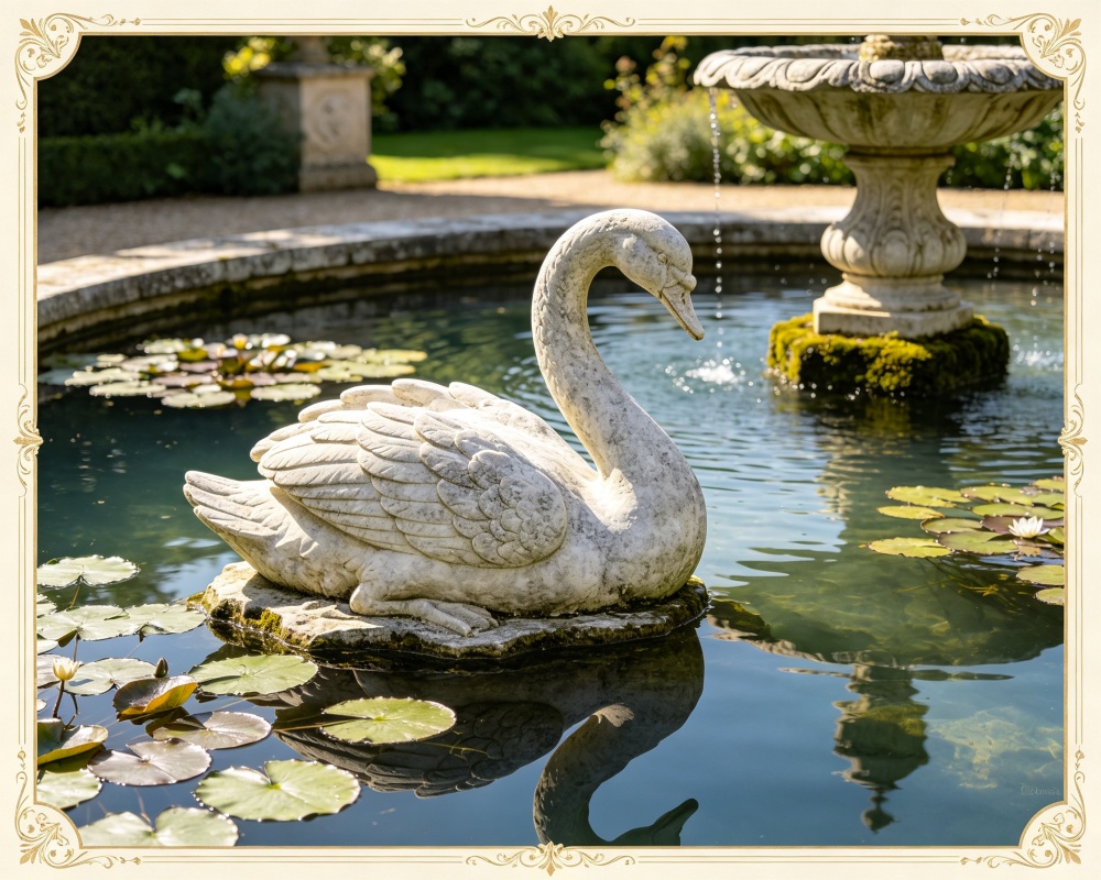 Swan stone sculptures
