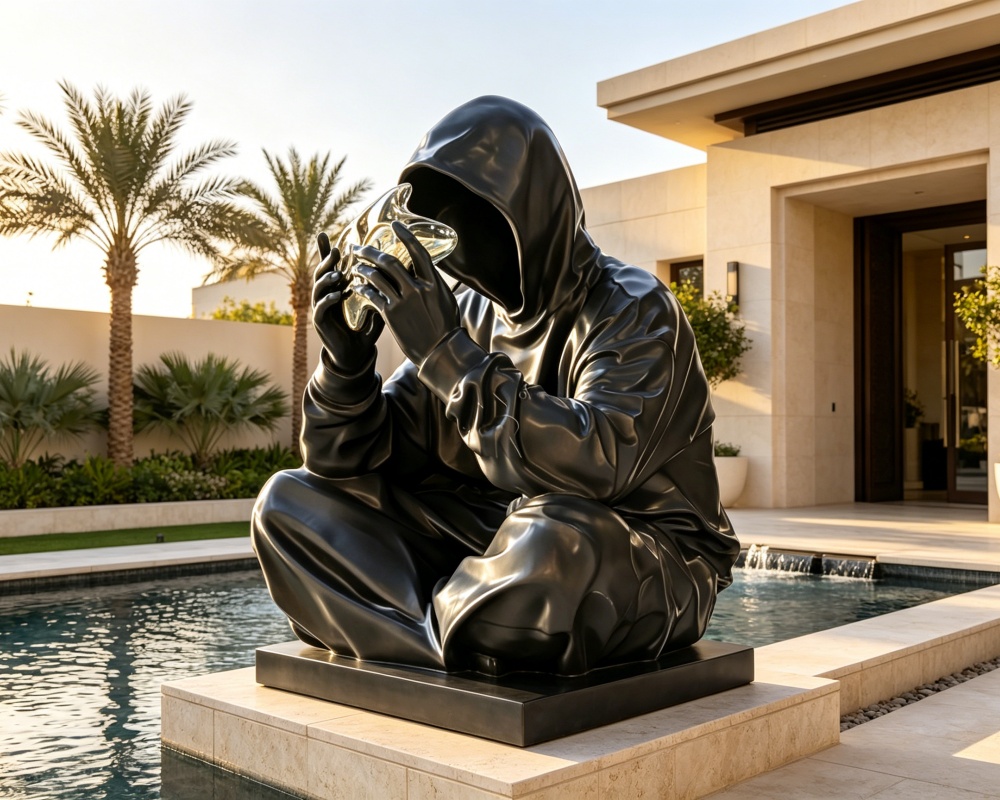 UAE Client Highly Satisfied With Custom Cool Faceless Art Fiberglass Sculpture Delivery