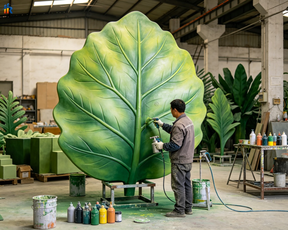 applying heat-insulating coating to the fiberglass sculpture.