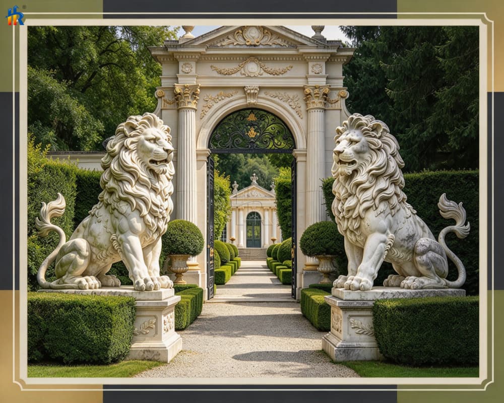 stone lion sculptures