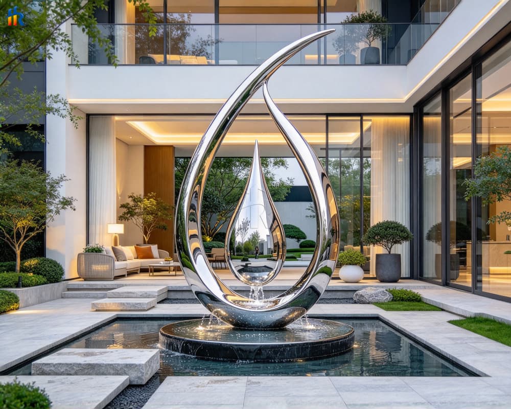 Stainless steel garden sculpture