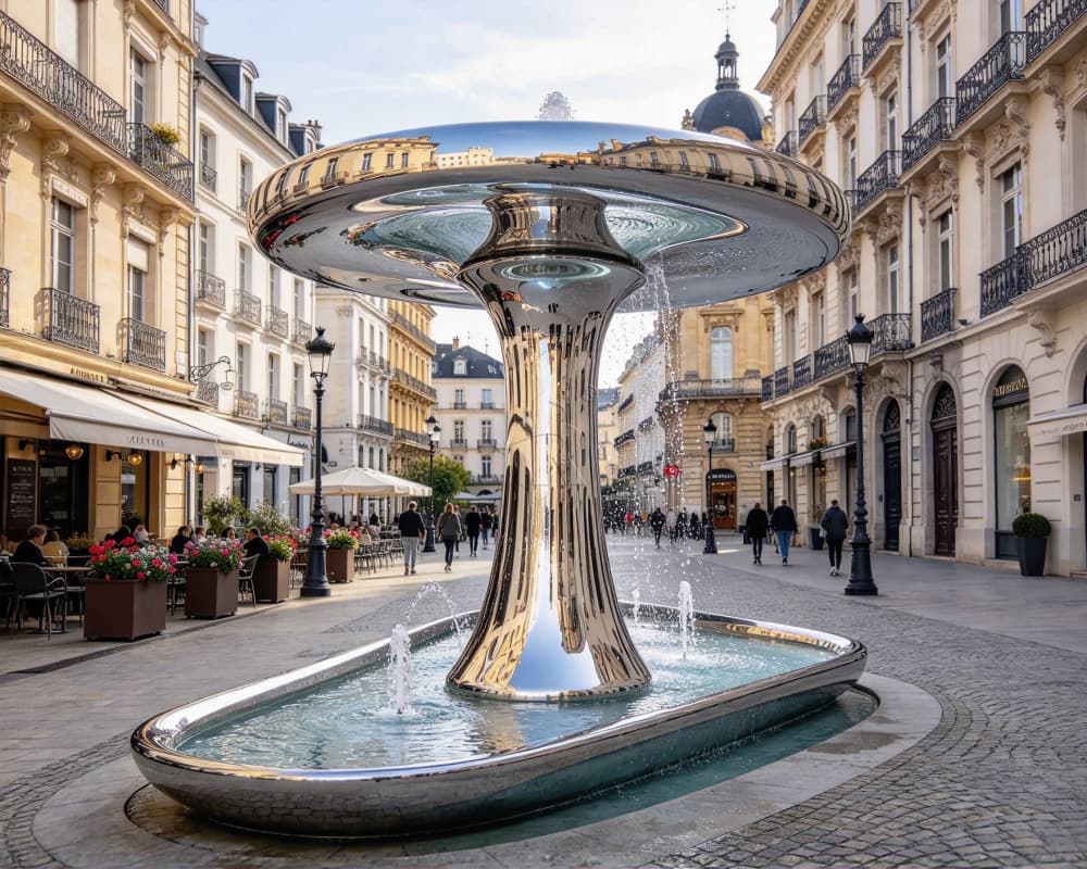 Where to Buy Large Outdoor Stainless Steel Water Feature Sculptures With Integrated Fountains